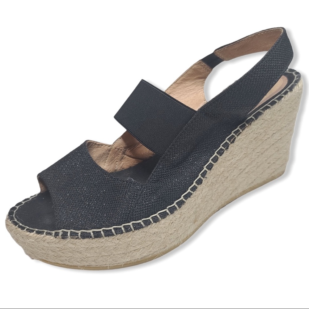 Vidorreta black sling back wedge sandals size 39